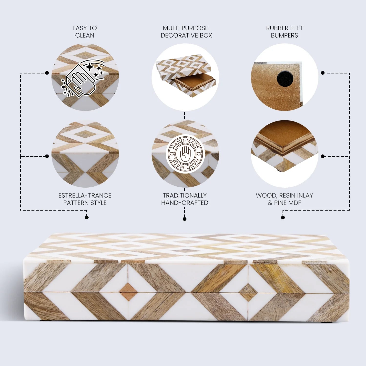 Marquet Array Wood &amp; Resin Inlay Handcrafted Decorative Boxes