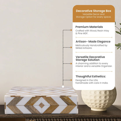 Marquet Array Wood &amp; Resin Inlay Handcrafted Decorative Boxes