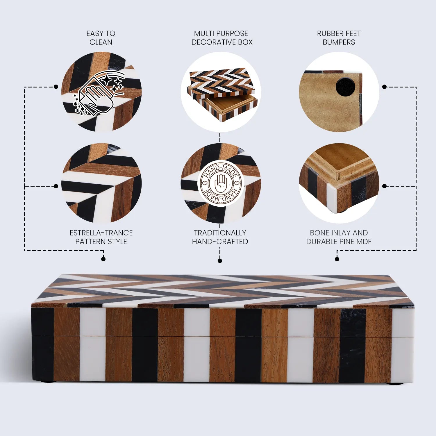 Marquet Cosmo Wood &amp; Resin Inlay Decorative Boxes