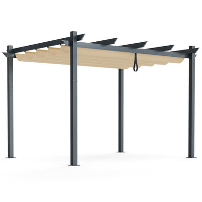 10 x 12 Feet Outdoor Pergola with Retractable Canopy - 3 Colors