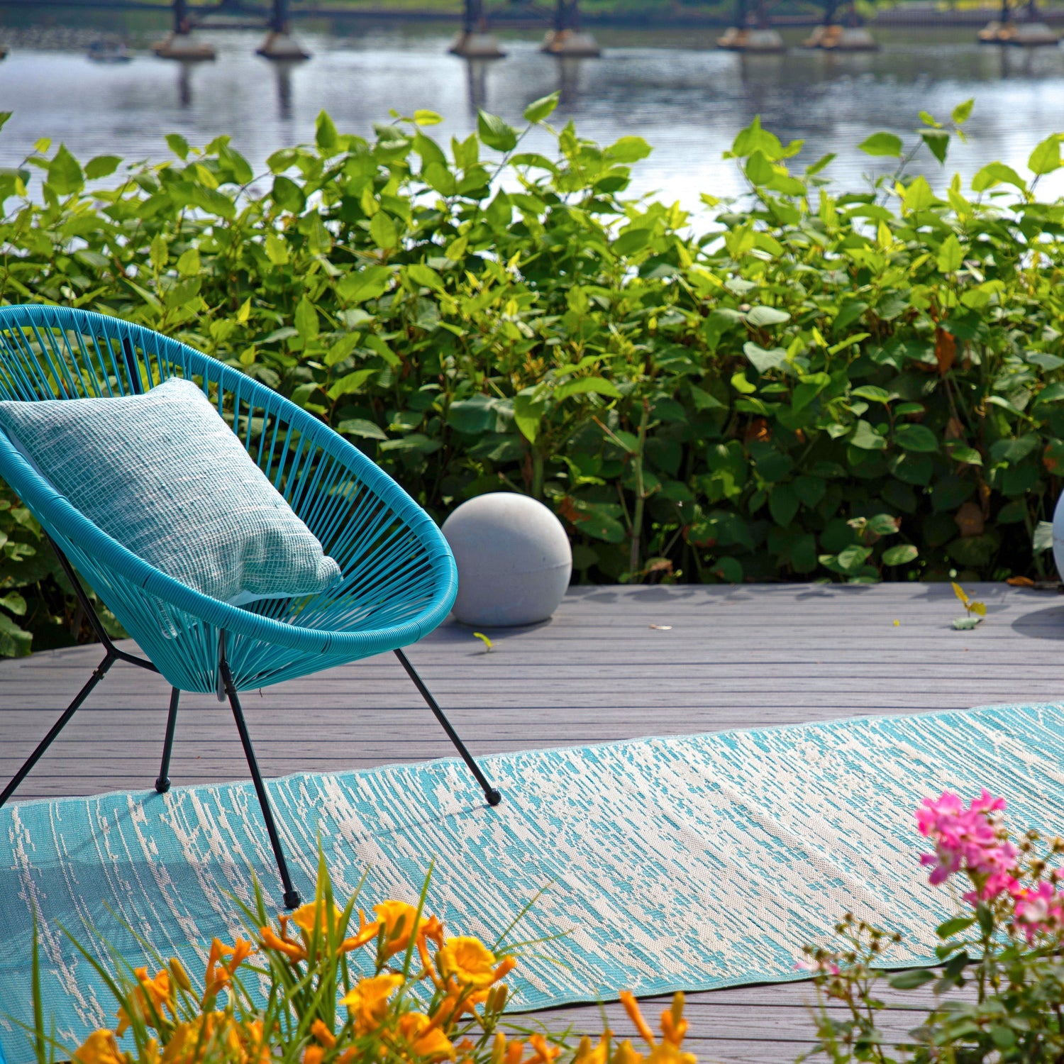 (SALE) Brooklyn - Teal Reversible Outdoor Rug
