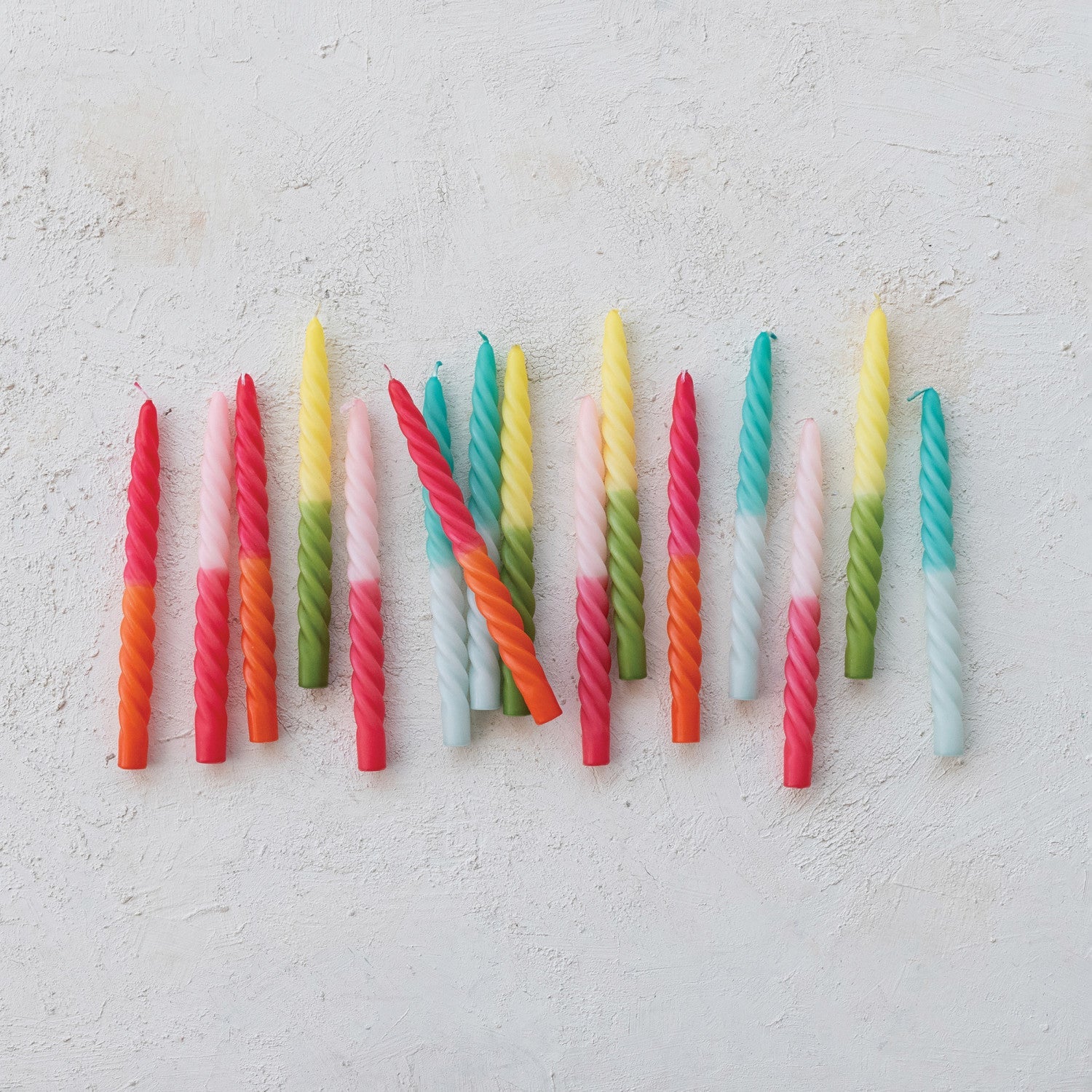 Ombre Green &amp; Yellow Unscented Twisted Taper Candles | Set of 2