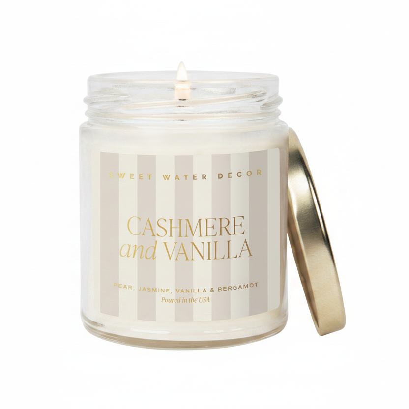 Cashmere and Vanilla Soy Patterned Candle - Clear Jar - 9 oz