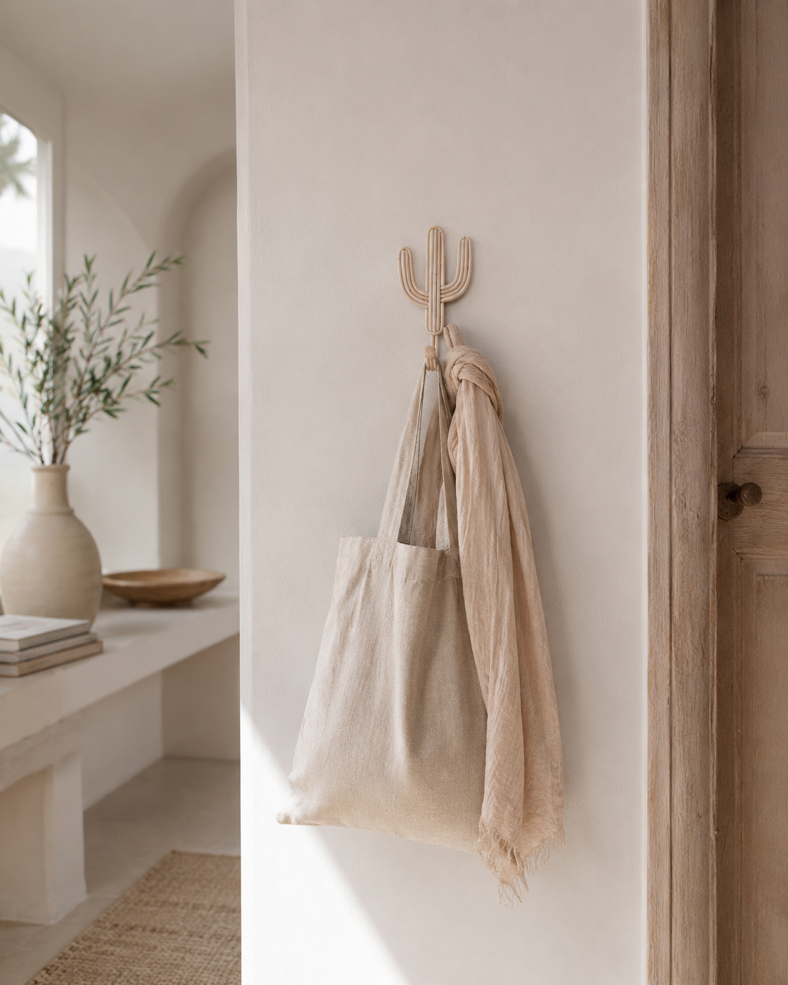 Rattan Cactus Wall Hooks