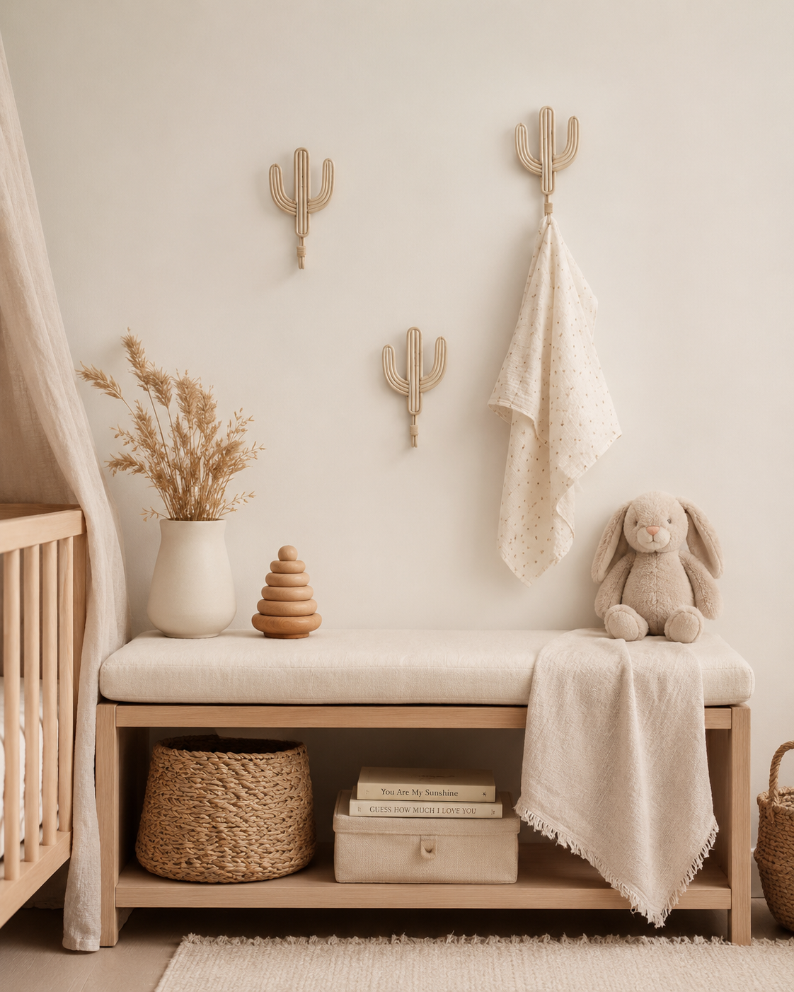 Rattan Cactus Wall Hooks