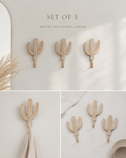 Rattan Cactus Wall Hooks