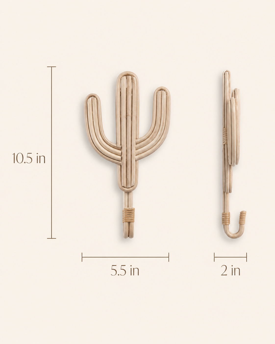 Rattan Cactus Wall Hooks