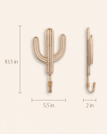 Rattan Cactus Wall Hooks