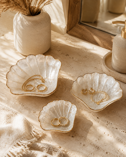 Mother of Pearl Scallop Catch-all Set of 3