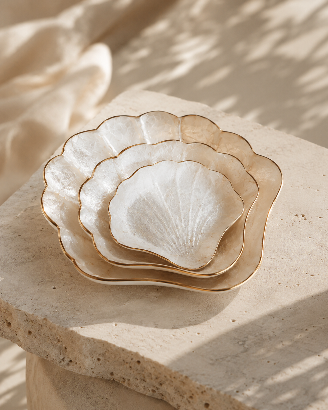 Mother of Pearl Scallop Catch-all Set of 3