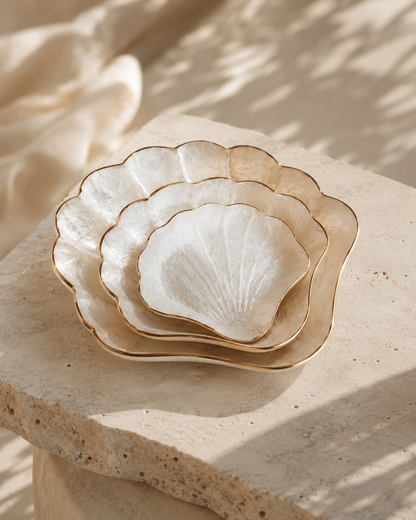 Mother of Pearl Scallop Catch-all Set of 3