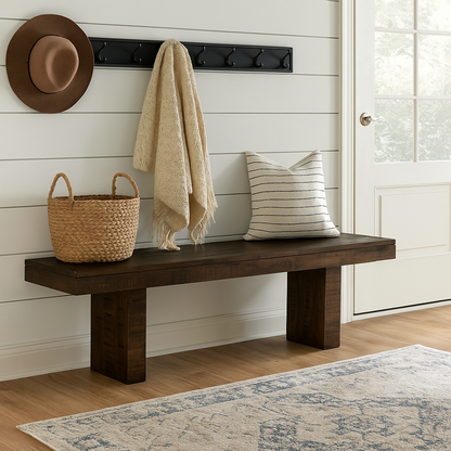 Solid Dark Walnut Mango Wood Bench -  60"