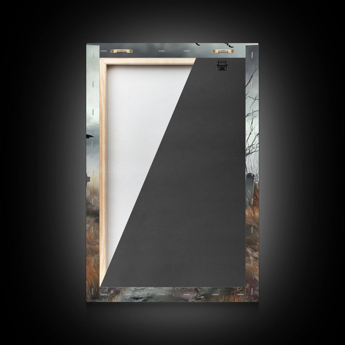 Gothic Witch in a Grave Yard Framed Canvas Print