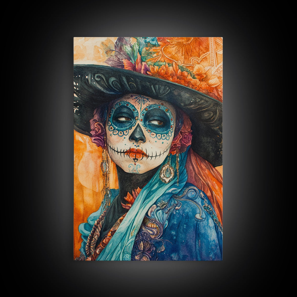 Dia De Los Muertos Framed Canvas Wall Art