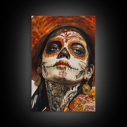 Day Of The Dead Portrait Framed Canvas Print