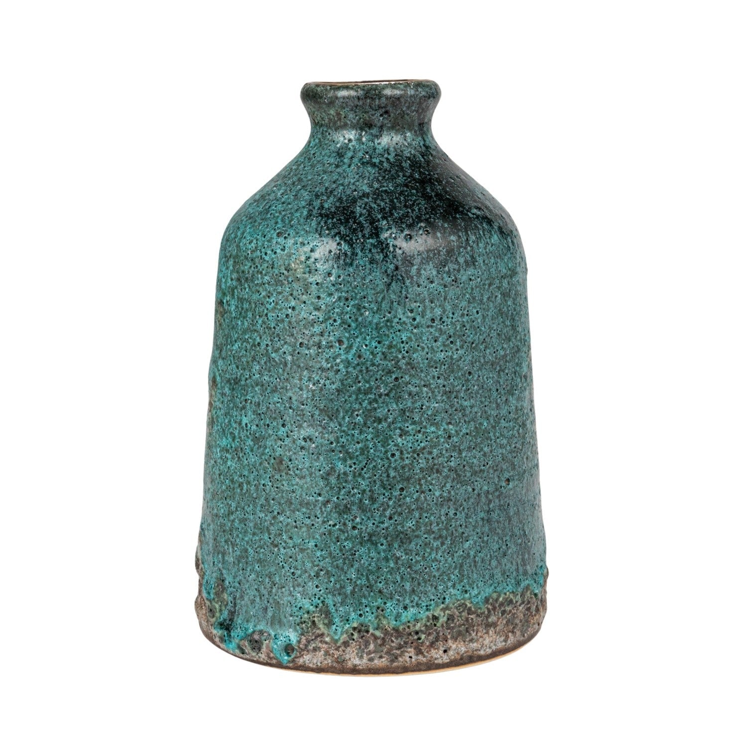 Green &amp; Teal Reactive Glaze Volcano Finish Stoneware Vases