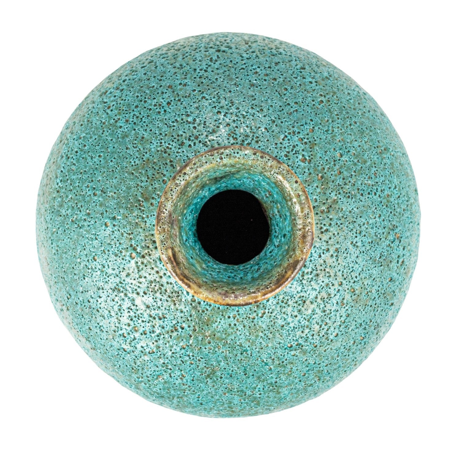 Green &amp; Teal Reactive Glaze Volcano Finish Stoneware Vases