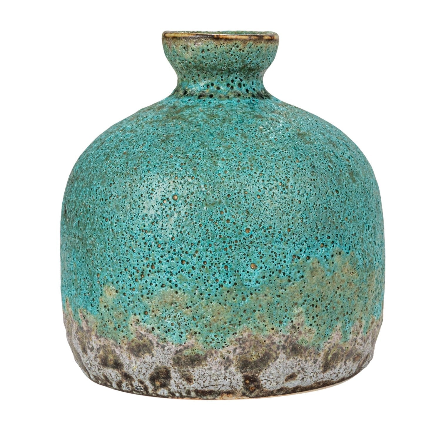 Green &amp; Teal Reactive Glaze Volcano Finish Stoneware Vases