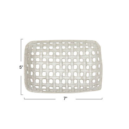 Handmade Reactive Glaze Cream Stoneware Basket Dish