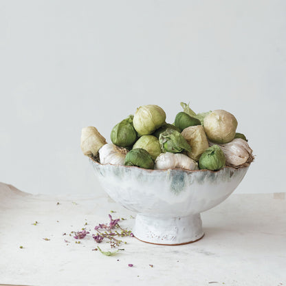 Reactive Glaze Ceramic Footed Bowl