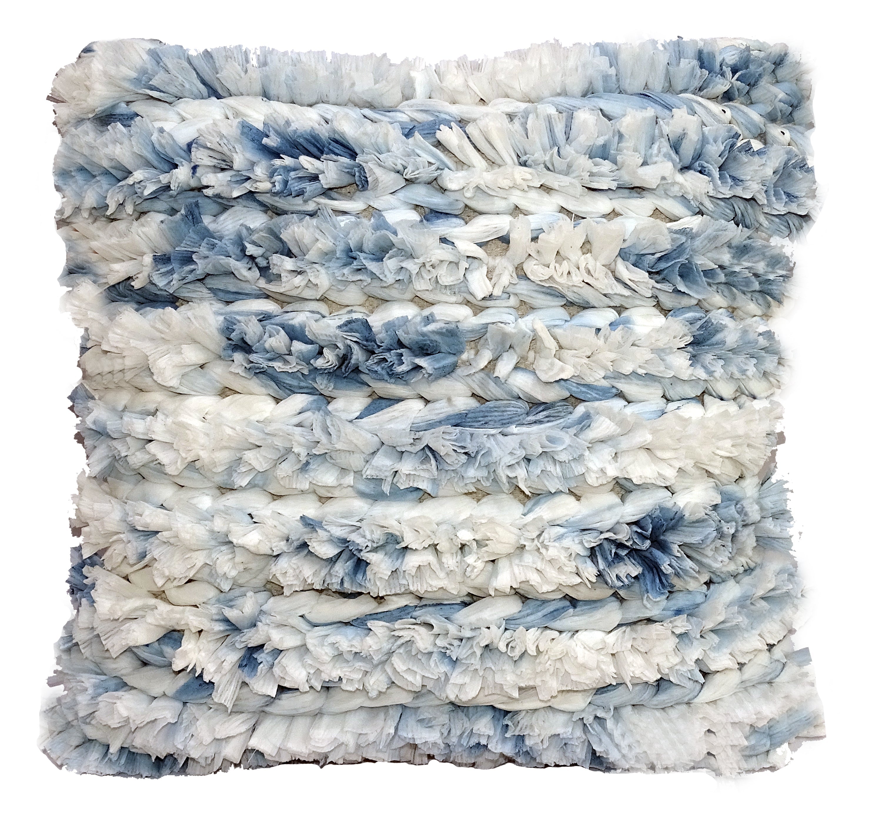 Blue &amp; White Furry Textured Throw Pillow