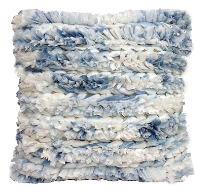 Blue &amp; White Furry Textured Throw Pillow