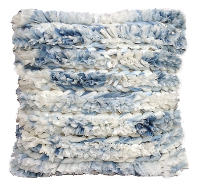 Blue &amp; White Furry Textured Throw Pillow