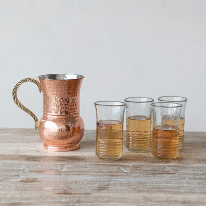 Hand-Blown Ribbed Drinking Glass