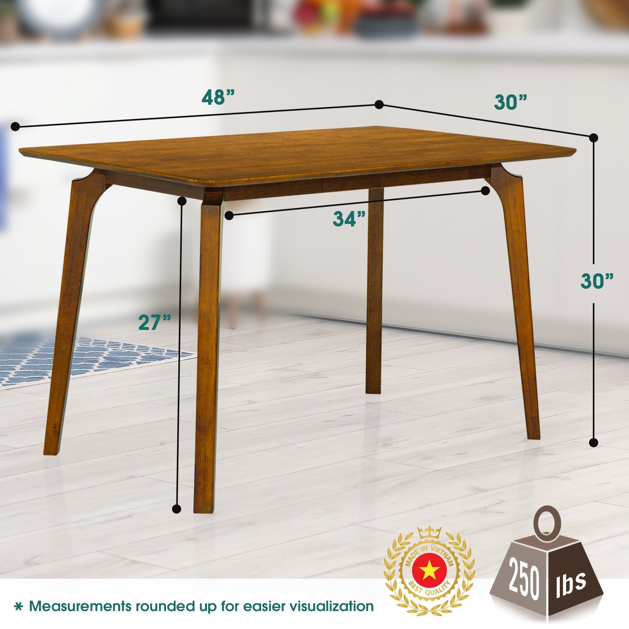 Verve 48" Solid Acacia Wood Dining Table - 2 Colors