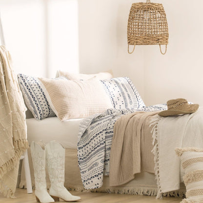 Solid Kantha Pick Stitch Yarn Dyed Cotton Woven Quilt Sets - 5 Colors