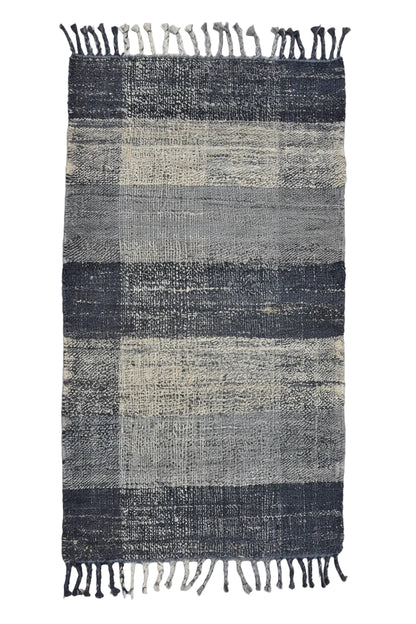 Timbergirl Braided Black Grey 100% Jute Handmade Rug