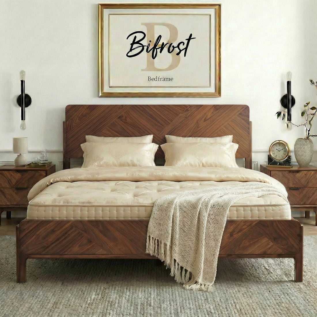Bifrost Solid Wood Bed Frame in Walnut or Caramel