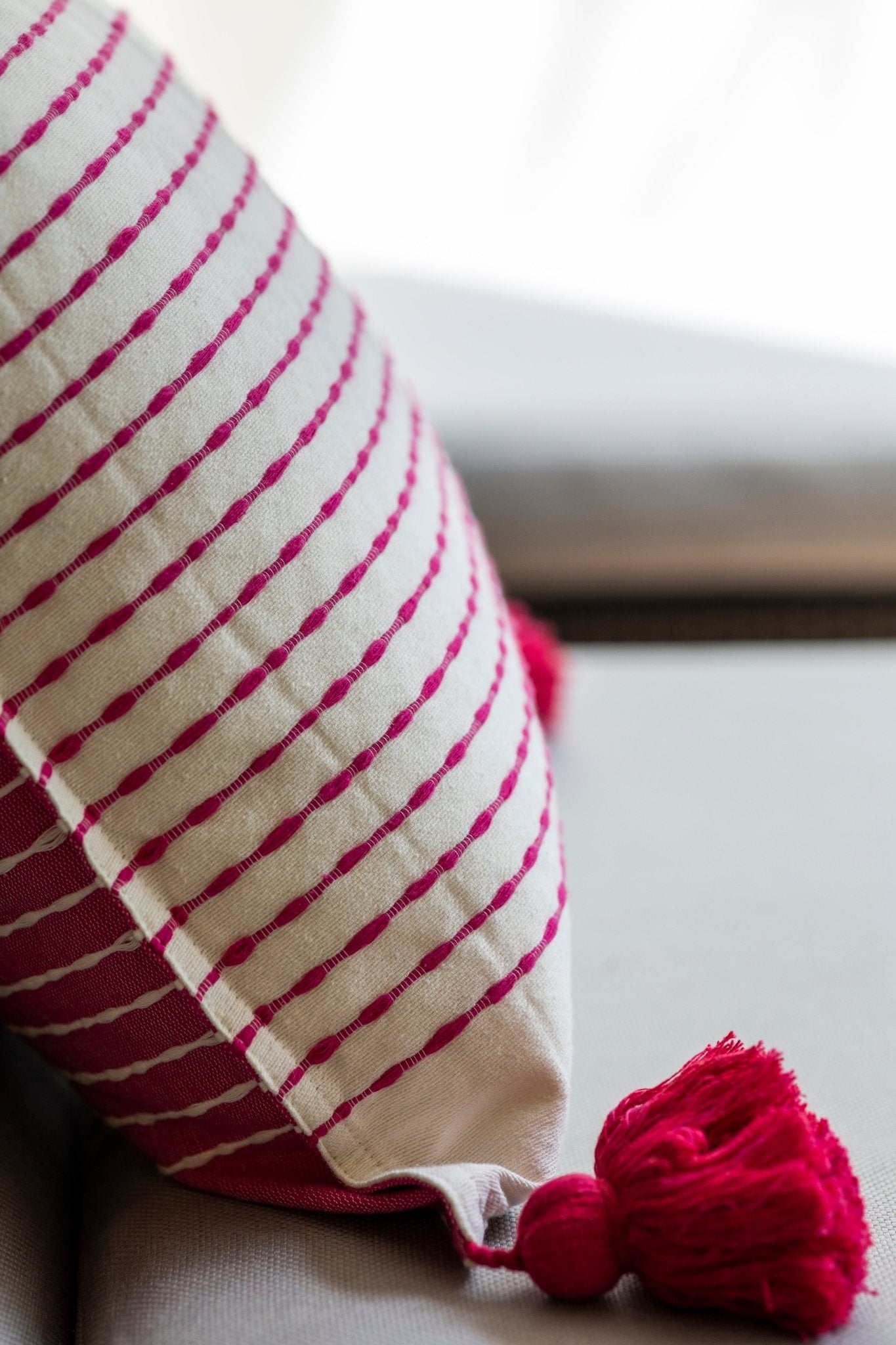 Pompom Throw Pillow Cover - Pink
