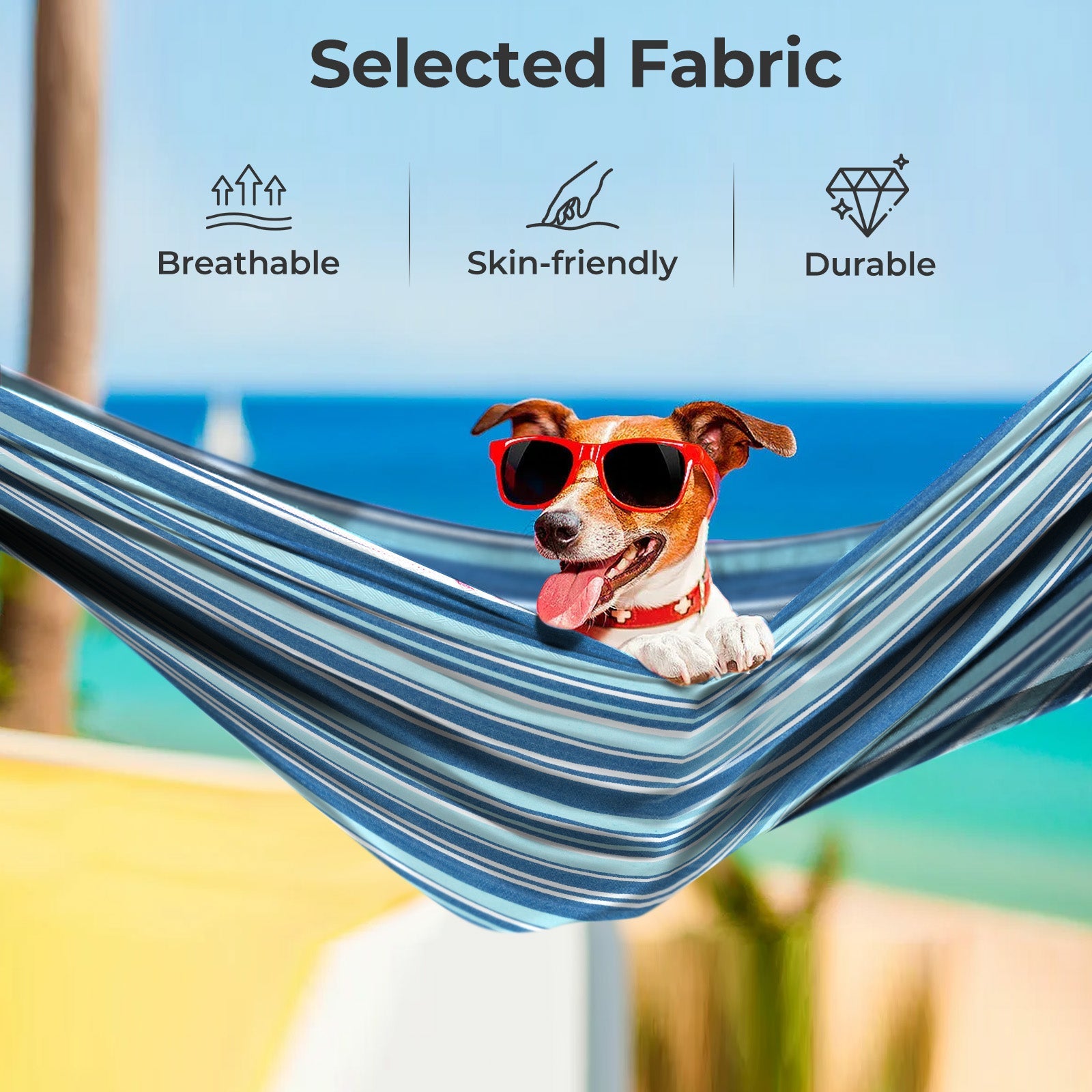 Portable 2-Person Double Hammock Set with Stand and Carrying Cases - Blue