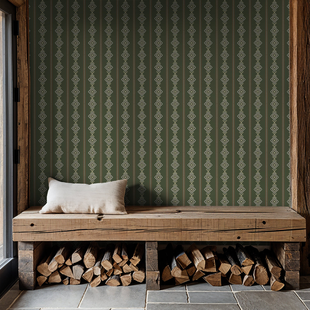 Baize Willow Small (Green) Wallpaper