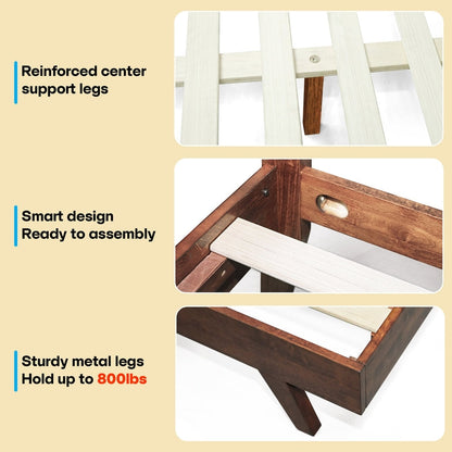 Harmony Acacia Solid Wood Platform Bed Frame in Caramel, Natural Oak, Walnut