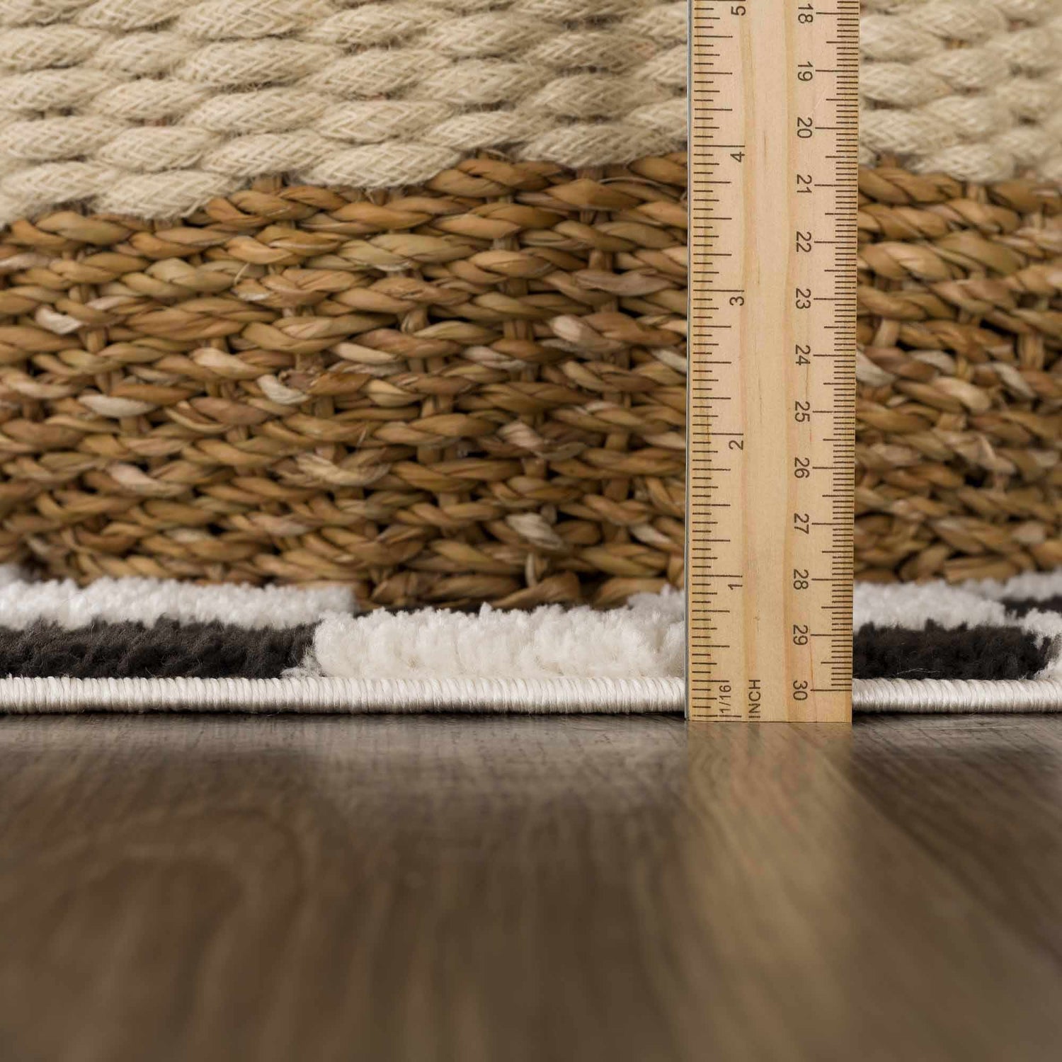 Lajos Black &amp; White Checkered Plush Rug