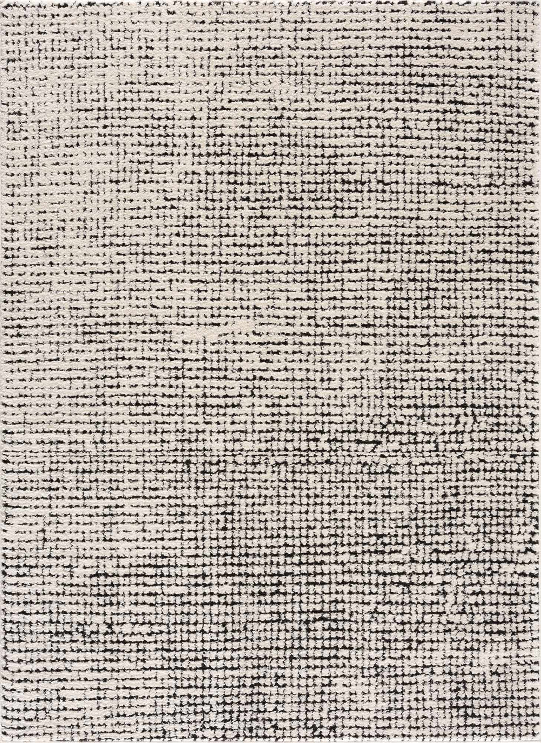 Keita Cream &amp; Black Grid Plush Rug