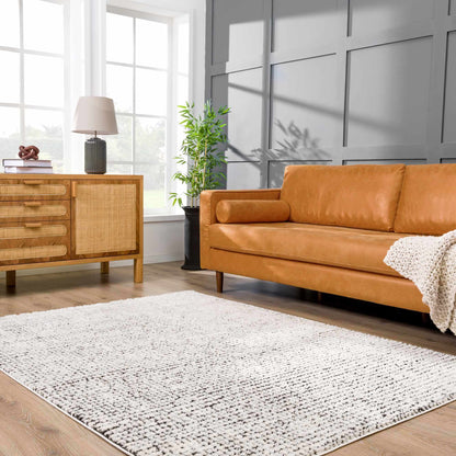 Keita Cream &amp; Black Grid Plush Rug