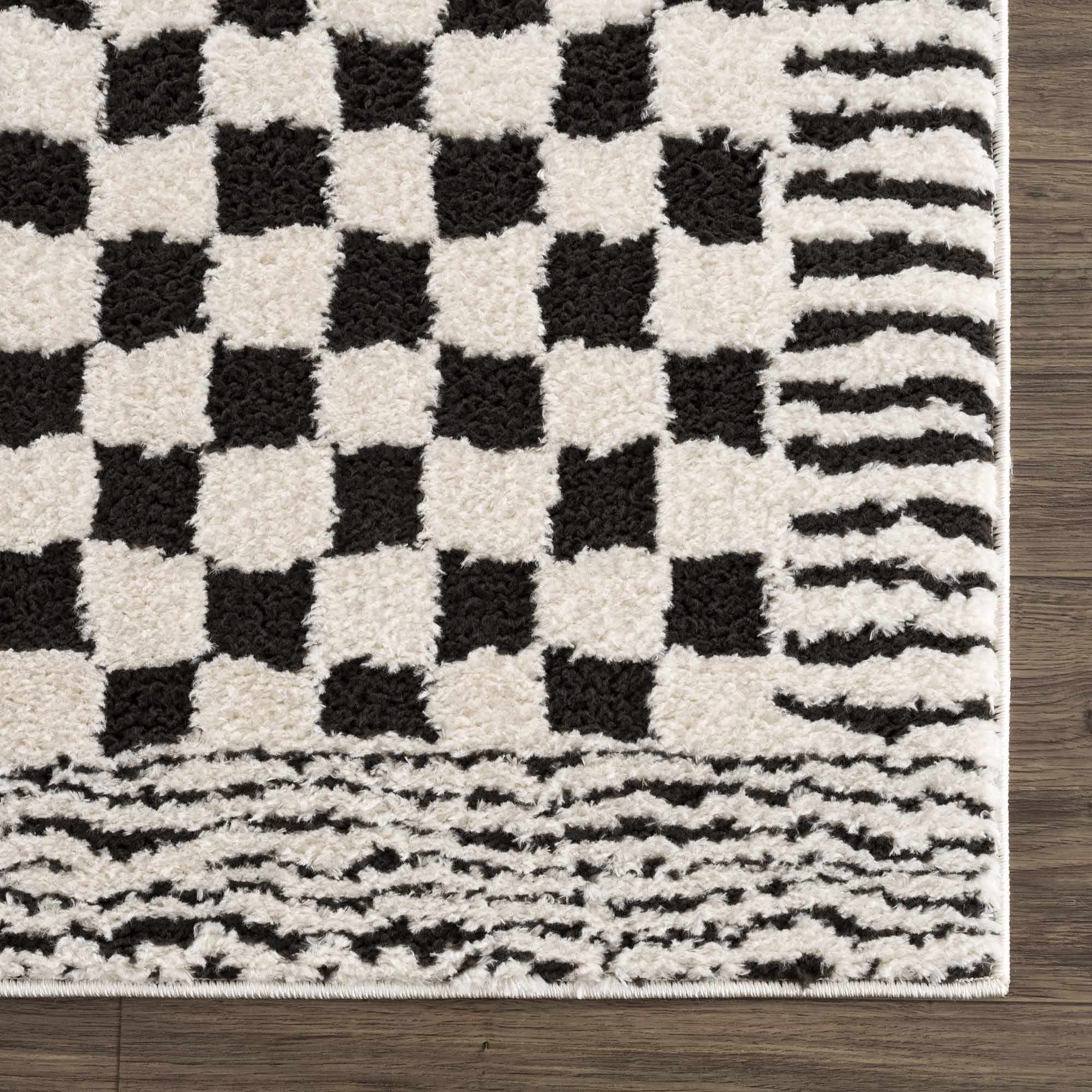 Leryn Black &amp; White Checkered Area Rug