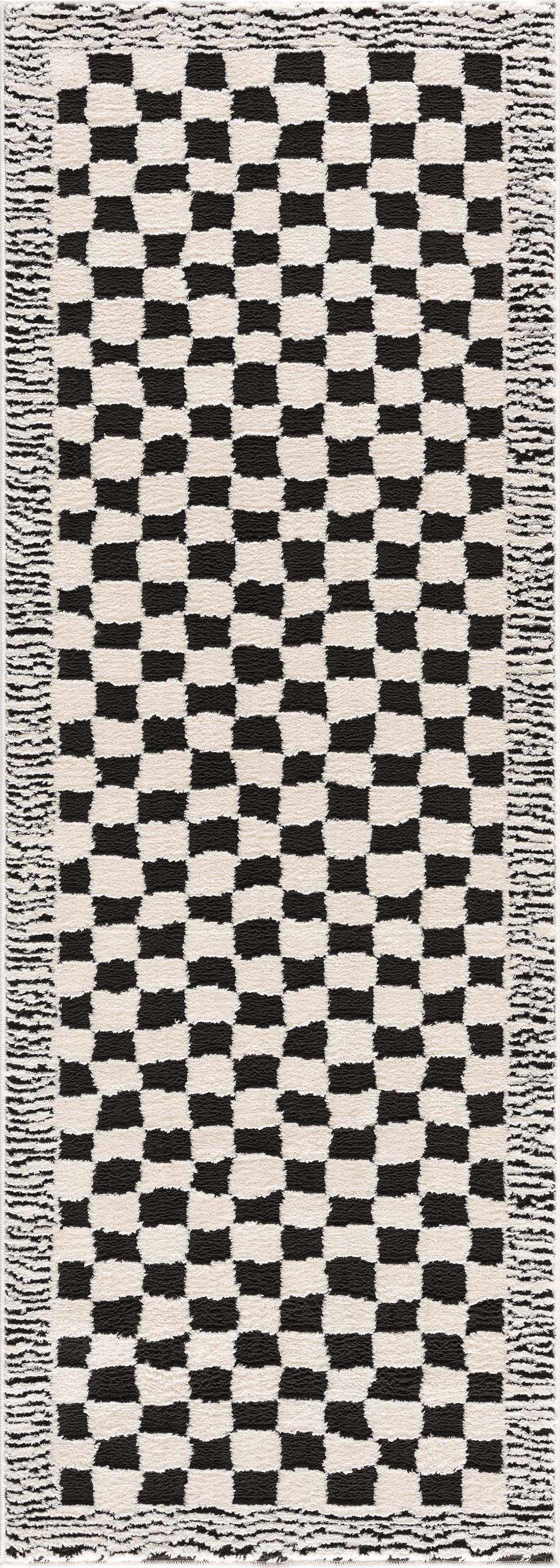 Leryn Black &amp; White Checkered Area Rug