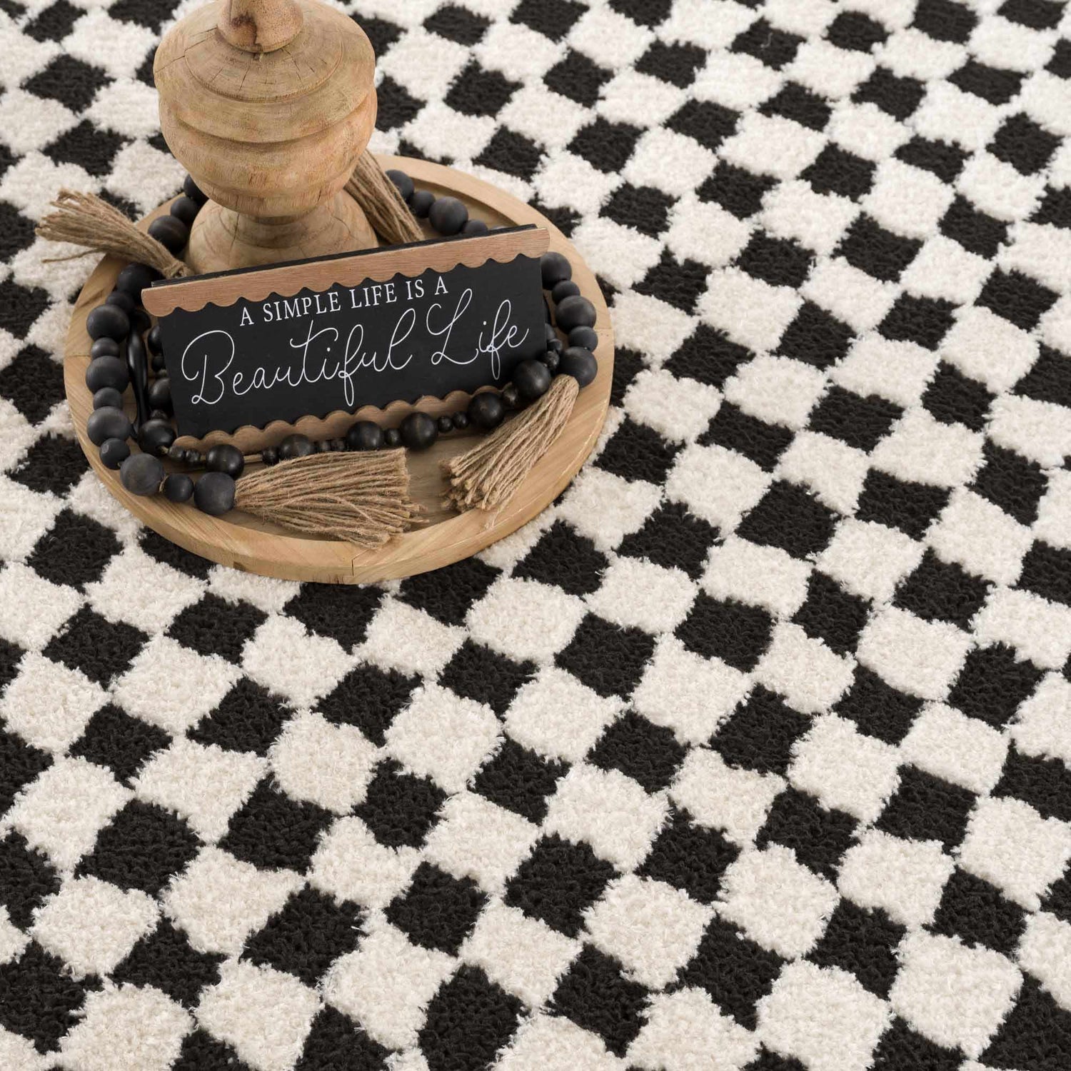 Leryn Black &amp; White Checkered Area Rug
