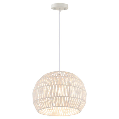Round Rattan Pendant Lights with Adjustable Hanging Rope-Beige