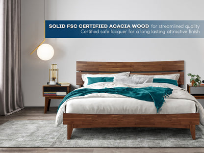 Aurora Acacia Bed Frame &amp; Nightstand Set - 2 Finishes