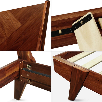 Gazelle Acacia Platform Bed Frame With Headboard - Caramel, Walnut