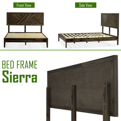 Acacia Sierra Deluxe Solid Wood Bed Frame - in Ebony, Walnut, or Early American