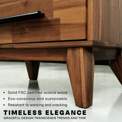 Acacia Linea Solid Wood Dresser in Caramel or Walnut