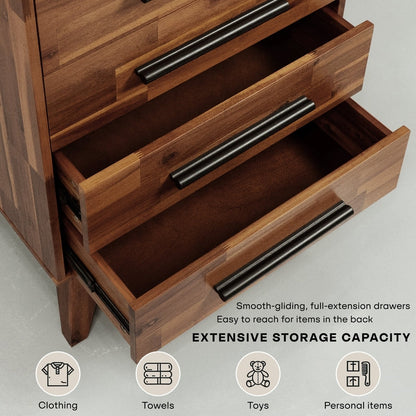 Acacia Linea Solid Wood Dresser in Caramel or Walnut