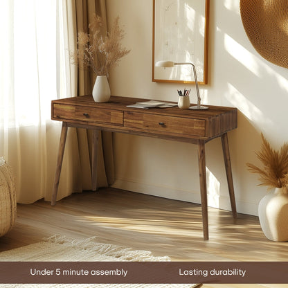 Acacia Lagom 48" Solid Wood Work Desk with Drawers In Multiple Finishes