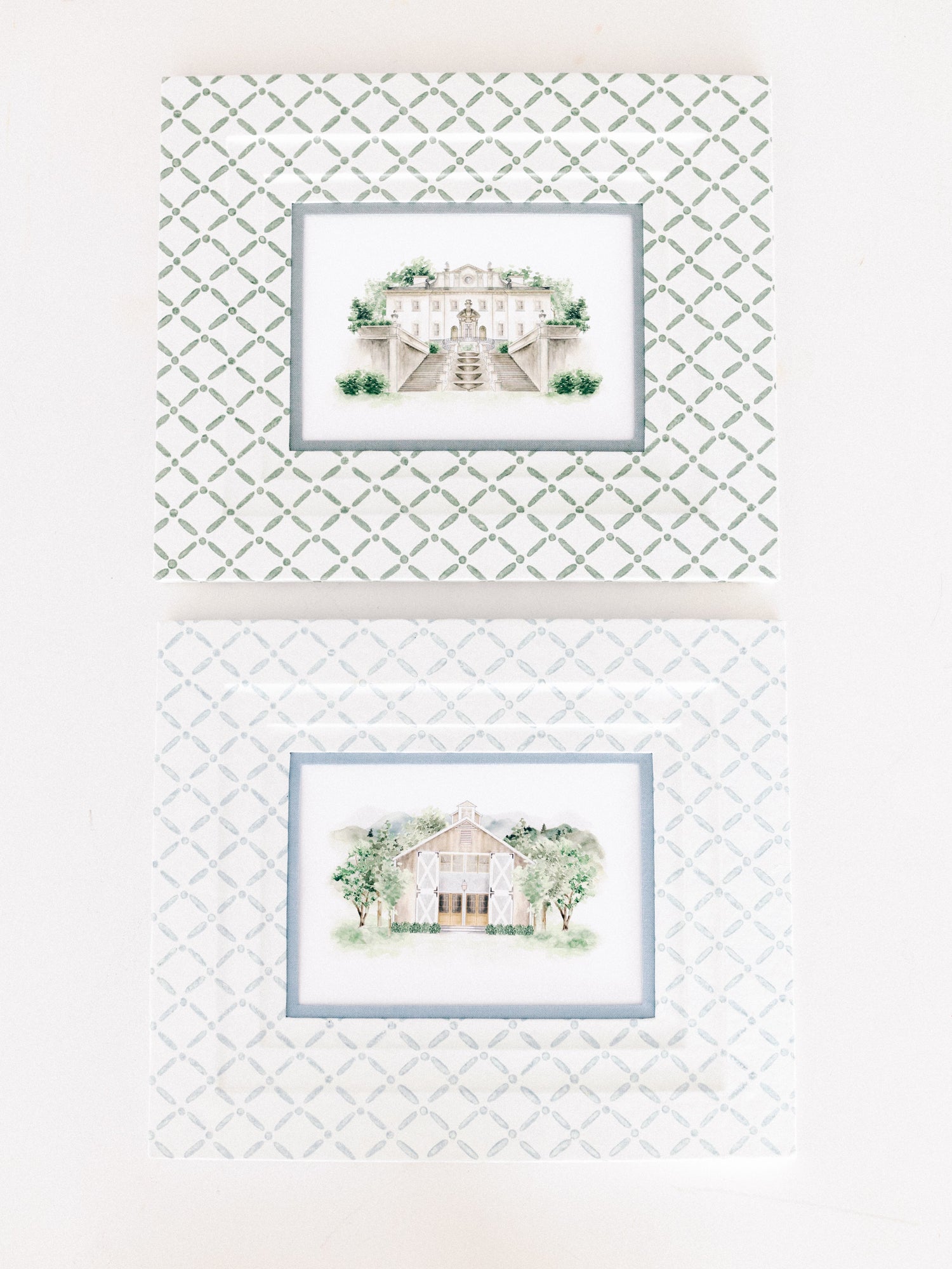 Block Printed Picture Frame - Croix Blue - 5x7